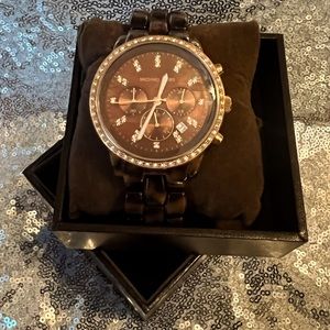 Michael Kors Tortoise shell/crystal watch. Water resistant Model Mk-5360